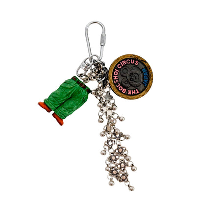 miki yamamoto「キーリング “Green Pants”」 / miki yamamoto Key Ring “Green Pants”　緑色のパンツをはいた人物と金属飾りを組み合わせた一点もののキーリング作品
